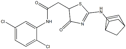 N1-(2,5-dichlorophenyl)-2-[2-(bicyclo[2.2.1]hept-5-en-2-ylamino)-4-oxo-4,5-dihydro-1,3-thiazol-5-yl]acetamide 结构式