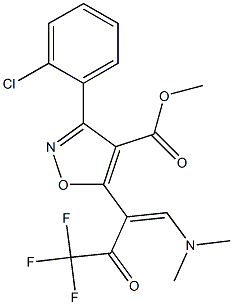 methyl 3-(2-chlorophenyl)-5-[2-(dimethylamino)-1-(2,2,2-trifluoroacetyl)vinyl]-4-isoxazolecarboxylate 结构式