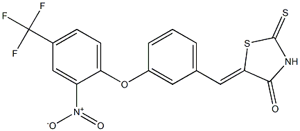 5-((Z)-{3-[2-nitro-4-(trifluoromethyl)phenoxy]phenyl}methylidene)-2-thioxo-1,3-thiazolan-4-one 结构式