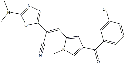 3-[4-(3-chlorobenzoyl)-1-methyl-1H-pyrrol-2-yl]-2-[5-(dimethylamino)-1,3,4-oxadiazol-2-yl]acrylonitrile 结构式