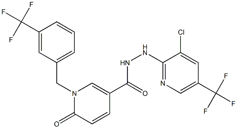 N'-[3-chloro-5-(trifluoromethyl)-2-pyridinyl]-6-oxo-1-[3-(trifluoromethyl)benzyl]-1,6-dihydro-3-pyridinecarbohydrazide 结构式