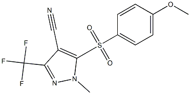 5-[(4-methoxyphenyl)sulfonyl]-1-methyl-3-(trifluoromethyl)-1H-pyrazole-4-carbonitrile 结构式