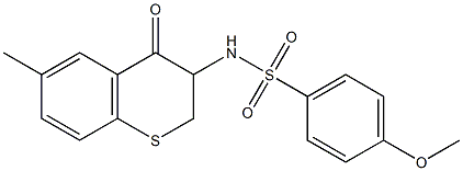 4-methoxy-N-(6-methyl-4-oxo-3,4-dihydro-2H-thiochromen-3-yl)benzenesulfonamide 结构式