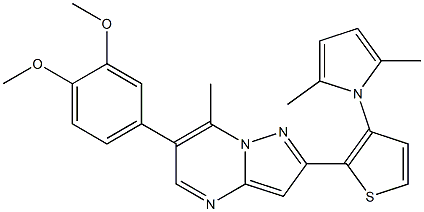 4-{2-[3-(2,5-dimethyl-1H-pyrrol-1-yl)-2-thienyl]-7-methylpyrazolo[1,5-a]pyrimidin-6-yl}-2-methoxyphenyl methyl ether 结构式