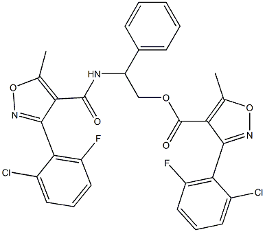 2-({[3-(2-chloro-6-fluorophenyl)-5-methyl-4-isoxazolyl]carbonyl}amino)-2-phenylethyl 3-(2-chloro-6-fluorophenyl)-5-methyl-4-isoxazolecarboxylate 结构式