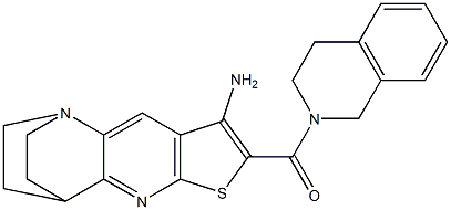 [5-amino-7-thia-1,9-diazatetracyclo[9.2.2.0~2,10~.0~4,8~]pentadeca-2,4(8),5,9-tetraen-6-yl][3,4-dihydro-2(1H)-isoquinolinyl]methanone 结构式