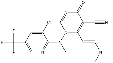 1-[[3-chloro-5-(trifluoromethyl)-2-pyridinyl](methyl)amino]-6-[2-(dimethylamino)vinyl]-4-oxo-1,4-dihydro-5-pyrimidinecarbonitrile 结构式
