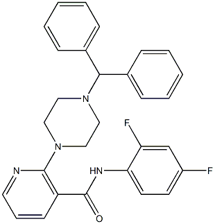 2-(4-benzhydrylpiperazino)-N-(2,4-difluorophenyl)nicotinamide 结构式