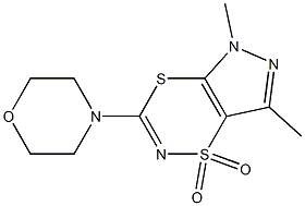 5,7-dimethyl-3-morpholino-1,5-dihydro-1lambda~6~-pyrazolo[3,4-e][1,4,2]dithiazine-1,1-dione 结构式