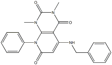 5-(benzylamino)-1,3-dimethyl-8-phenyl-1,2,3,4,7,8-hexahydropyrido[2,3-d]pyrimidine-2,4,7-trione 结构式