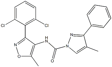 N1-[3-(2,6-dichlorophenyl)-5-methylisoxazol-4-yl]-4-methyl-3-phenyl-1H-pyrazole-1-carboxamide 结构式