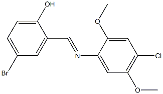 4-bromo-2-{[(4-chloro-2,5-dimethoxyphenyl)imino]methyl}phenol 结构式