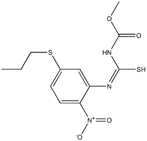 N-[2-nitro-5-(propylthio)phenyl]-[(methoxycarbonyl)amino]methanimidothioic acid 结构式