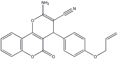 4-[4-(allyloxy)phenyl]-2-amino-5-oxo-4H,5H-pyrano[3,2-c]chromene-3-carbonitrile 结构式