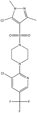 1-[(5-chloro-1,3-dimethyl-1H-pyrazol-4-yl)sulfonyl]-4-[3-chloro-5-(trifluoromethyl)-2-pyridinyl]piperazine 结构式