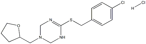 6-[(4-chlorobenzyl)thio]-3-(tetrahydrofuran-2-ylmethyl)-1,2,3,4-tetrahydro-1,3,5-triazine hydrochloride 结构式