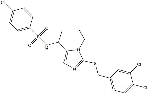 4-chloro-N-(1-{5-[(3,4-dichlorobenzyl)sulfanyl]-4-ethyl-4H-1,2,4-triazol-3-yl}ethyl)benzenesulfonamide 结构式