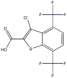 3-chloro-4,7-bis(trifluoromethyl)benzo[b]thiophene-2-carboxylic acid 结构式