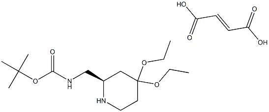 (R)-1-叔丁氧羰基-4,4-二乙氧基哌啶 富马酸盐 结构式