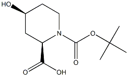 (2R,4S)-1-(tert-butoxycarbonyl)-4-hydroxypiperidine-2-carboxylic acid 结构式