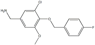 {3-chloro-4-[(4-fluorophenyl)methoxy]-5-methoxyphenyl}methanamine 结构式