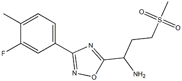 1-[3-(3-fluoro-4-methylphenyl)-1,2,4-oxadiazol-5-yl]-3-methanesulfonylpropan-1-amine 结构式