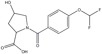 1-{[4-(difluoromethoxy)phenyl]carbonyl}-4-hydroxypyrrolidine-2-carboxylic acid 结构式