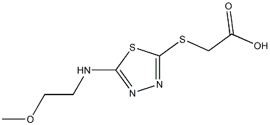 2-({5-[(2-methoxyethyl)amino]-1,3,4-thiadiazol-2-yl}sulfanyl)acetic acid 结构式