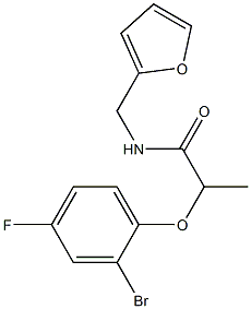 2-(2-bromo-4-fluorophenoxy)-N-(furan-2-ylmethyl)propanamide 结构式