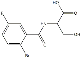 2-[(2-bromo-5-fluorobenzoyl)amino]-3-hydroxypropanoic acid 结构式