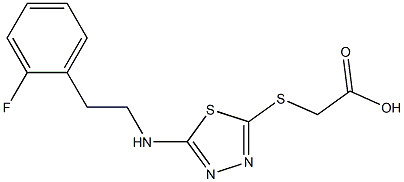 2-[(5-{[2-(2-fluorophenyl)ethyl]amino}-1,3,4-thiadiazol-2-yl)sulfanyl]acetic acid 结构式