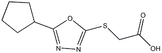 2-[(5-cyclopentyl-1,3,4-oxadiazol-2-yl)sulfanyl]acetic acid 结构式