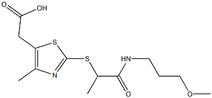 2-[2-({1-[(3-methoxypropyl)carbamoyl]ethyl}sulfanyl)-4-methyl-1,3-thiazol-5-yl]acetic acid 结构式