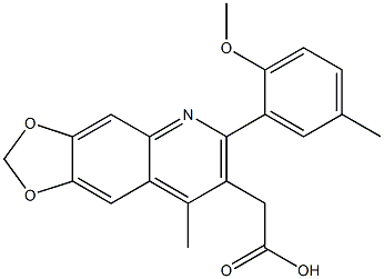 2-[6-(2-methoxy-5-methylphenyl)-8-methyl-2H-[1,3]dioxolo[4,5-g]quinolin-7-yl]acetic acid 结构式