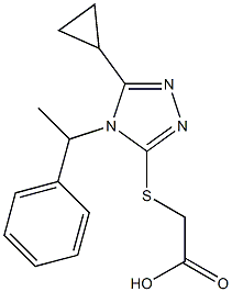 2-{[5-cyclopropyl-4-(1-phenylethyl)-4H-1,2,4-triazol-3-yl]sulfanyl}acetic acid 结构式