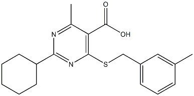 2-cyclohexyl-4-methyl-6-[(3-methylbenzyl)thio]pyrimidine-5-carboxylic acid 结构式