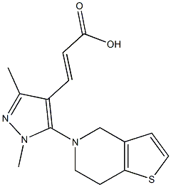 3-(1,3-dimethyl-5-{4H,5H,6H,7H-thieno[3,2-c]pyridin-5-yl}-1H-pyrazol-4-yl)prop-2-enoic acid 结构式
