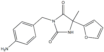 3-[(4-aminophenyl)methyl]-5-(furan-2-yl)-5-methylimidazolidine-2,4-dione 结构式