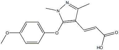 3-[5-(4-methoxyphenoxy)-1,3-dimethyl-1H-pyrazol-4-yl]prop-2-enoic acid 结构式