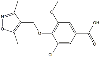 3-chloro-4-[(3,5-dimethylisoxazol-4-yl)methoxy]-5-methoxybenzoic acid 结构式