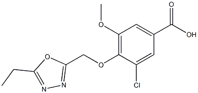 3-chloro-4-[(5-ethyl-1,3,4-oxadiazol-2-yl)methoxy]-5-methoxybenzoic acid 结构式