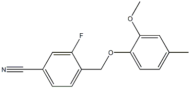 3-fluoro-4-(2-methoxy-4-methylphenoxymethyl)benzonitrile 结构式