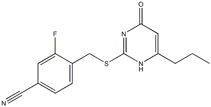 3-fluoro-4-{[(4-oxo-6-propyl-1,4-dihydropyrimidin-2-yl)sulfanyl]methyl}benzonitrile 结构式