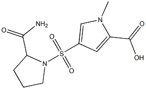 4-[(2-carbamoylpyrrolidine-1-)sulfonyl]-1-methyl-1H-pyrrole-2-carboxylic acid 结构式