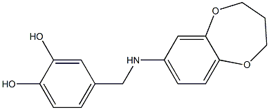 4-[(3,4-dihydro-2H-1,5-benzodioxepin-7-ylamino)methyl]benzene-1,2-diol 结构式