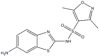 N-(6-amino-1,3-benzothiazol-2-yl)-3,5-dimethyl-1,2-oxazole-4-sulfonamide 结构式
