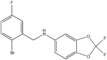 N-[(2-bromo-5-fluorophenyl)methyl]-2,2-difluoro-2H-1,3-benzodioxol-5-amine 结构式