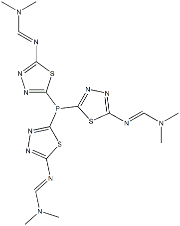 N'-{5-[bis(5-{[(1E)-(dimethylamino)methylene]amino}-1,3,4-thiadiazol-2-yl)phosphino]-1,3,4-thiadiazol-2-yl}-N-dimethylimidoformamide 结构式