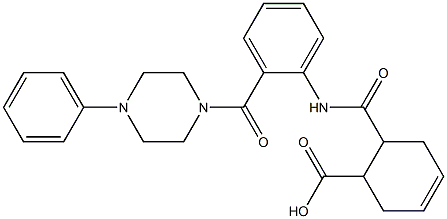 6-({2-[(4-phenyl-1-piperazinyl)carbonyl]anilino}carbonyl)-3-cyclohexene-1-carboxylic acid 结构式