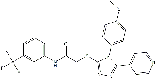 2-{[4-(4-methoxyphenyl)-5-(4-pyridinyl)-4H-1,2,4-triazol-3-yl]sulfanyl}-N-[3-(trifluoromethyl)phenyl]acetamide 结构式